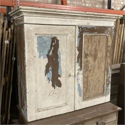 Victorian scumbled and painted pine cupboard, projecting cornice over two panelled doors with moulded slips, fitted with two shelves - THIS LOT IS TO BE COLLECTED BY APPOINTMENT FROM THE OLD BUFFER DEPOT, MELBOURNE PLACE, SOWERBY, THIRSK, YO7 1QY