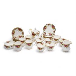 Royal Albert 'Old Country Roses' tea set for six, comprising teapot, milk jug, bowl, four ...