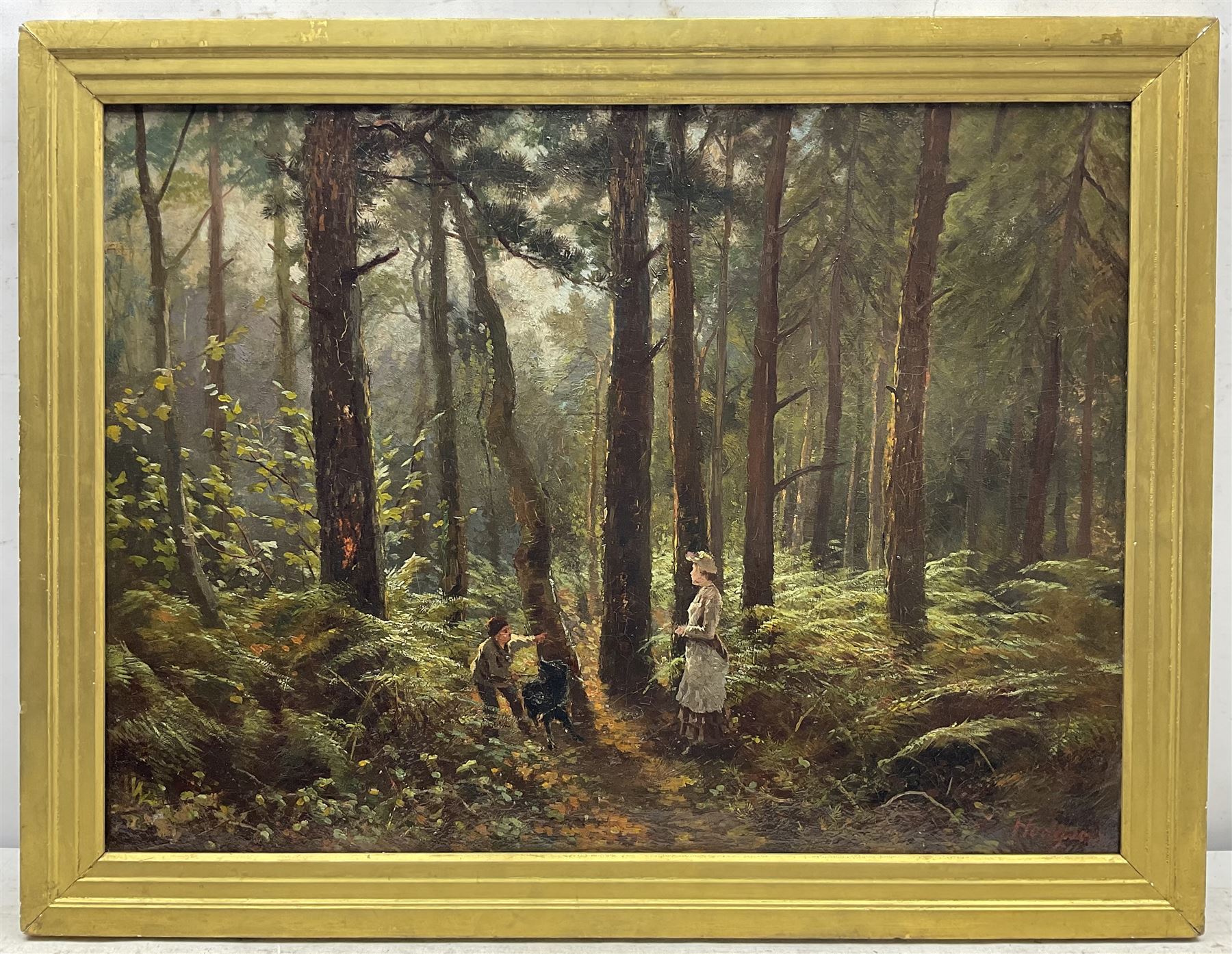 Hodgson (British late 19th century): Forest, oil on canvas signed 50cm x 67cm