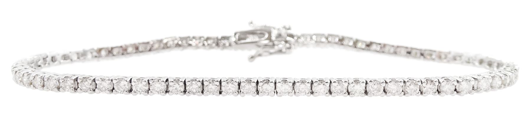 18ct white gold round brilliant cut diamond bracelet, stamped 750, total diamond weight approx 2.00 carat