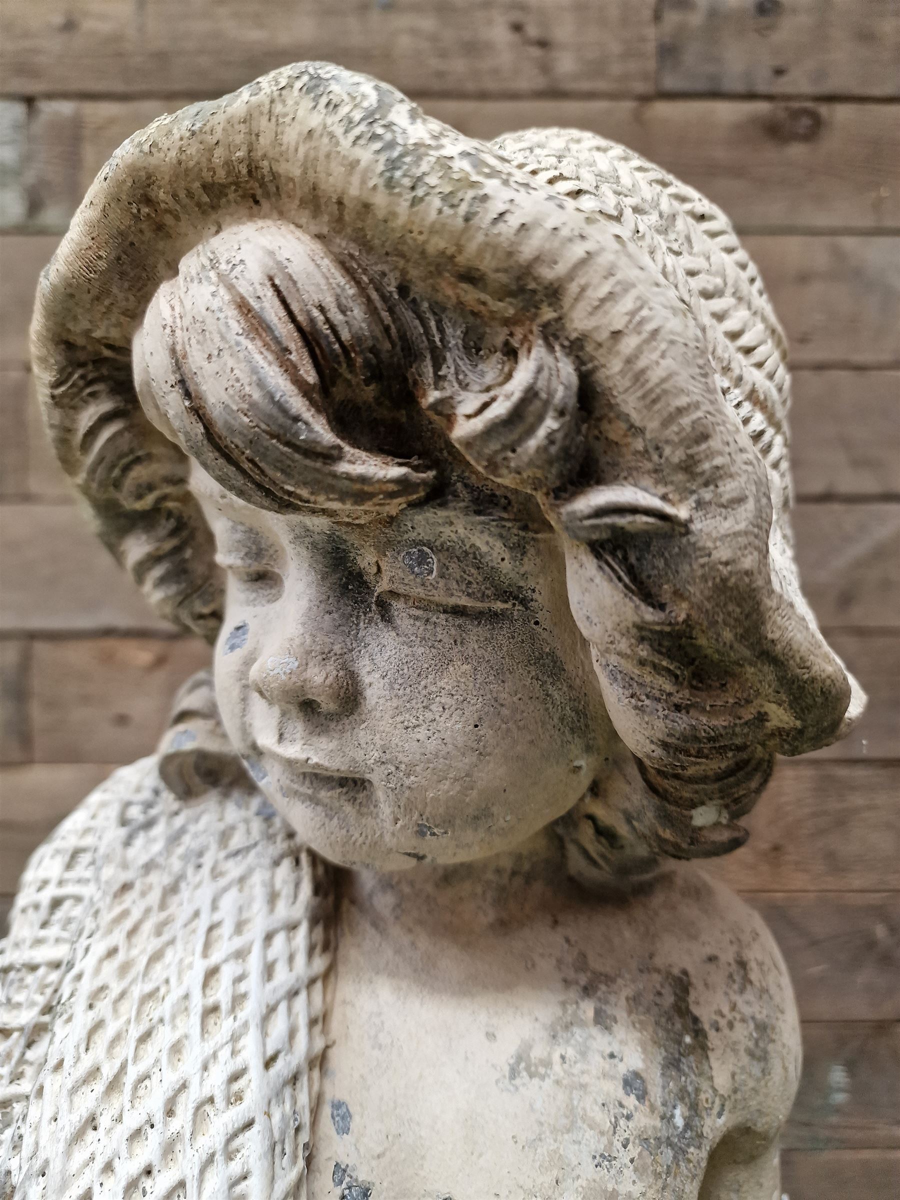 Three section cast stone garden figure of a boy carrying fishing net and a satchel with a water feature together with a cast stone planter on plinth - THIS LOT IS TO BE COLLECTED BY APPOINTMENT FROM DUGGLEBY STORAGE, GREAT HILL, EASTFIELD, SCARBOROUGH, YO11 3TX