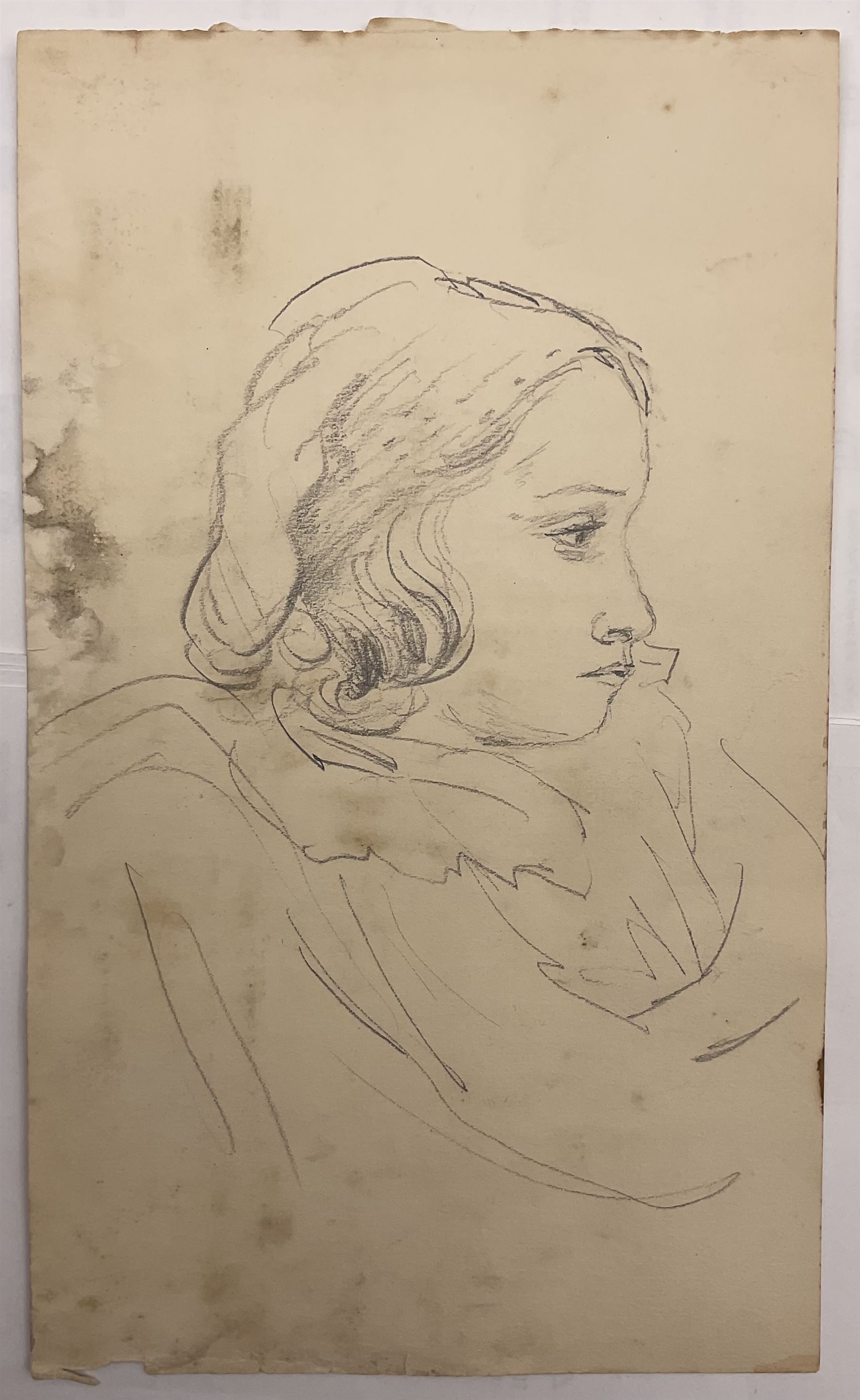 Attrib. Harold Knight (Staithes Group 1874-1961): 'Maggie Ward Verrill' 'Mrs Hannah Ward' et al., six pencil sketches unsigned some titled 26cm x 20cm (6) (unframed) 
Provenance: Hannah Ward was the vendor's great great grandmother and Margaret Verrill, Hannah's daughter. The Ward/Verrill families who lived in Gun Gutter and Church Street Staithes, had connections with Harold Knight. Hannah who owned three or four cobles and several properties in Staithes probably features in several of Knight's paintings.