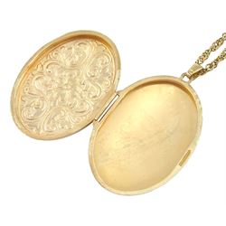 9ct gold hinged locket pendant necklace, hallmarked