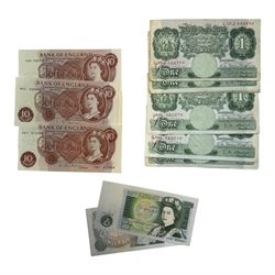 Forty-one Bank of England notes, including Peppiatt fourth period one pound 'X03A', Beale ...