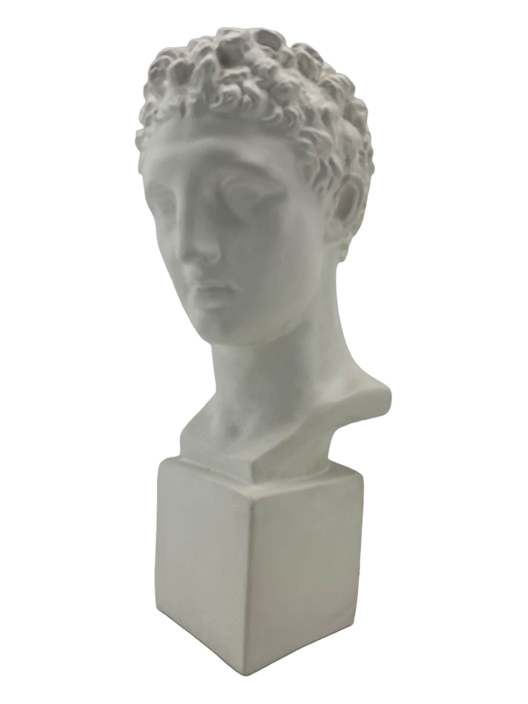 Large plaster classical bust, on integral square plinth, H61cm 