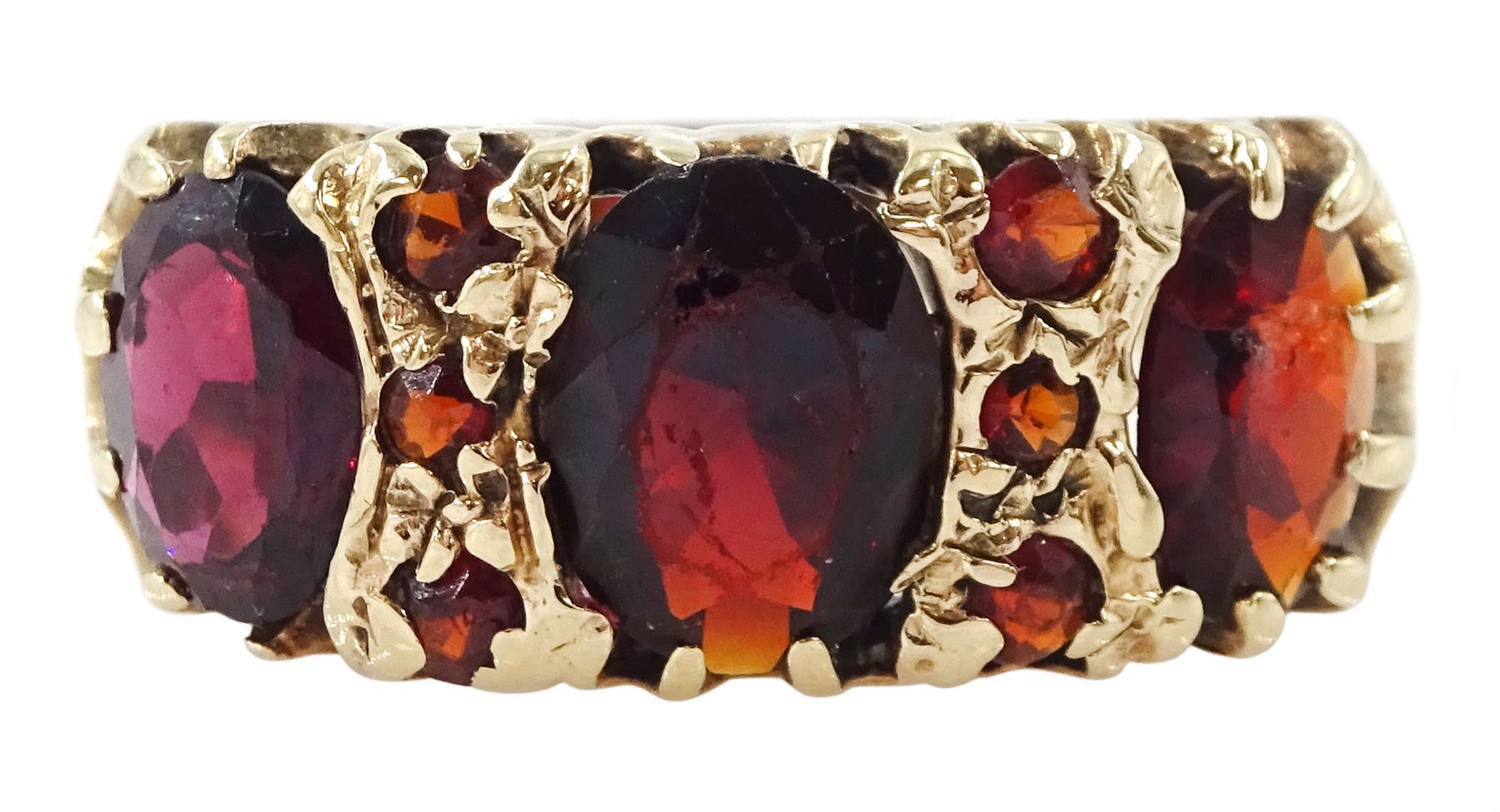 9ct gold garnet dress ring, hallmarked