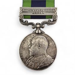 Edward VII India General Service medal with North West Frontier 1908 clasp to 4420 Sepoy Damodah 21st Punjabis,  George V IGS with Waziristan 1919-21 and Afghanistan N.W.F. clasps to Havr Pithu Ram 1/69 Punjabis and another, George VI to F-1477 Swpr Imam Din 13 F F Rifles (3)