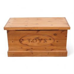 Polished pine toy box