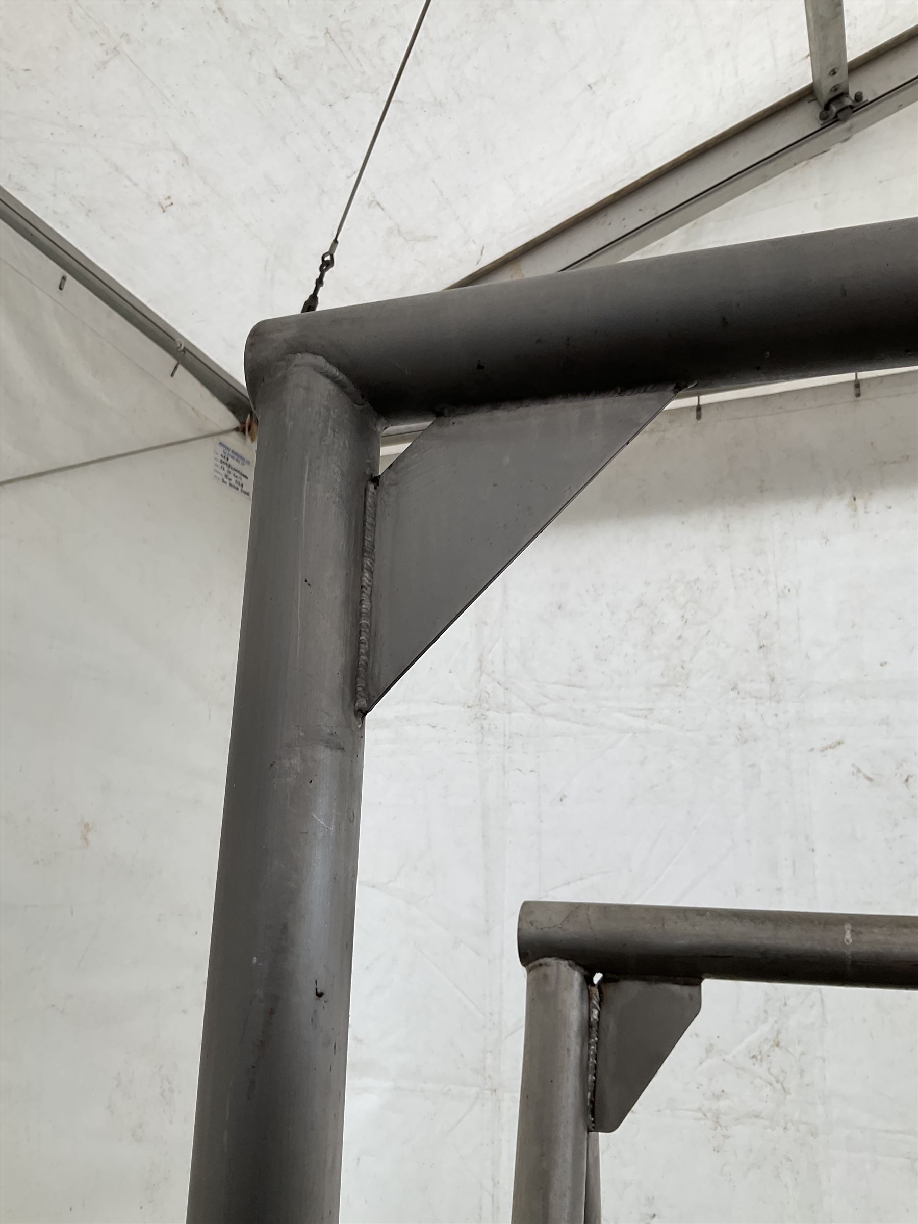 Large stainless steel tubular meat hanging rail (W230cm x H210cm), and a meat rail on castors (W150cm x H186cm) (2) - THIS LOT IS TO BE COLLECTED BY APPOINTMENT FROM DUGGLEBY STORAGE, GREAT HILL, EASTFIELD, SCARBOROUGH, YO11 3TX