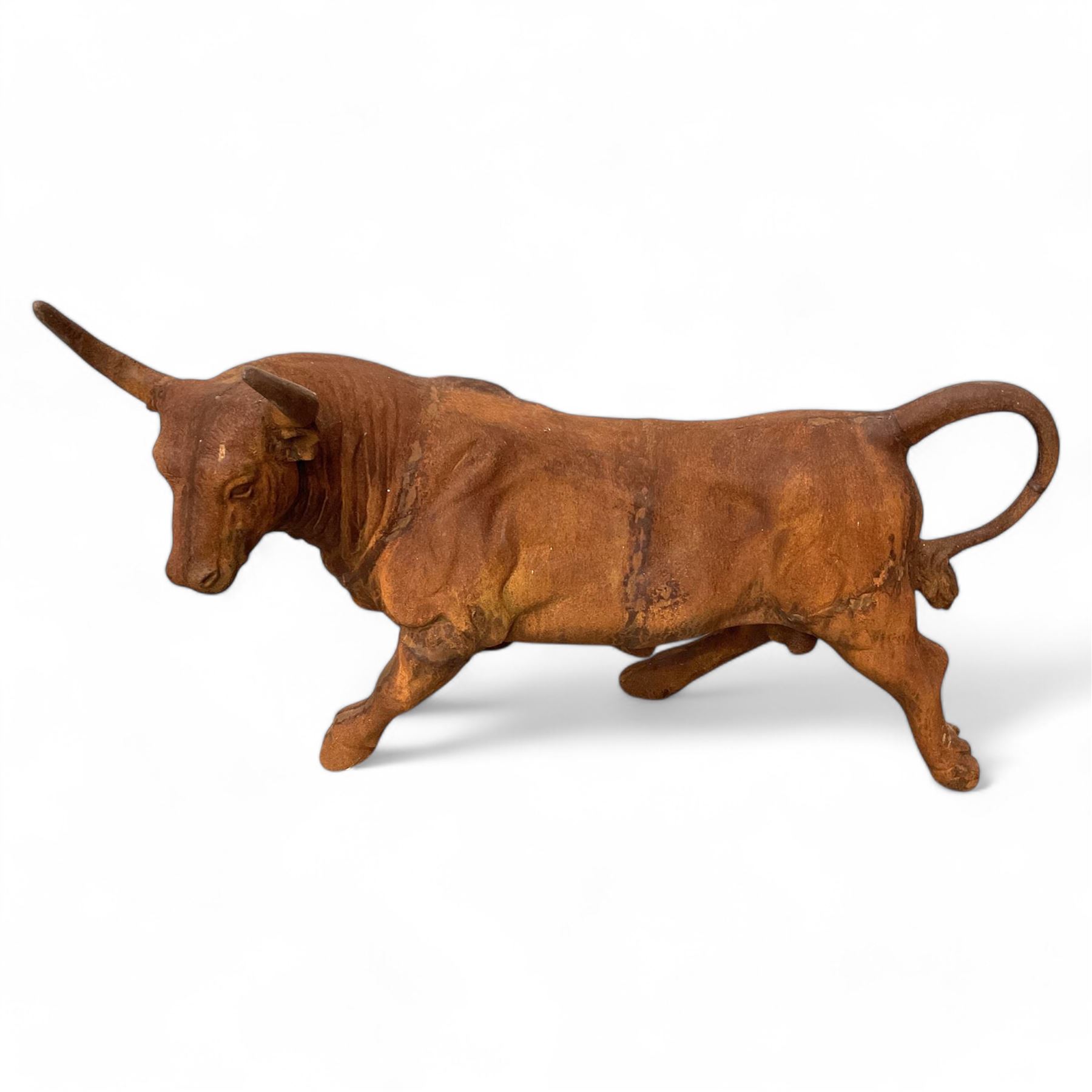 Large heavy cast iron figure of a standing bull