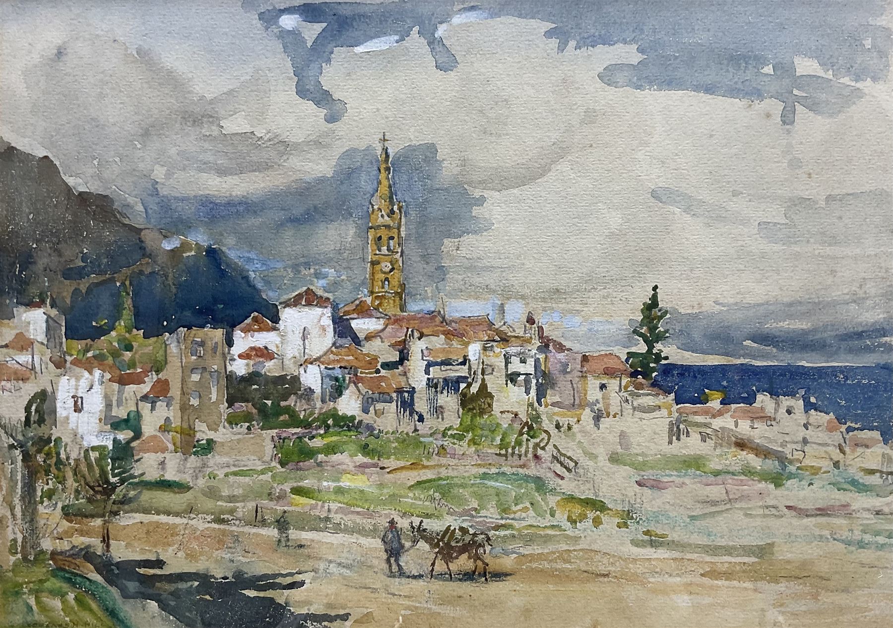 Rowland Henry Hill (Staithes Group 1873-1952): 'Realejo Alto - Tenerife', watercolour signed and dated 1938, 26cm x 36cm 
Provenance: private collection, purchased David Duggleby Ltd Whitby 14th September 2004 Lot 98