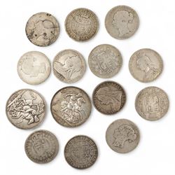 Approximately 215 grams of Great British pre 1920 Queen Victoria silver coins, including two 1895 crowns and various halfcrowns