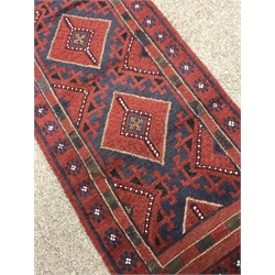 Meshwani red and blue ground runner rug, 263cm x 60cm