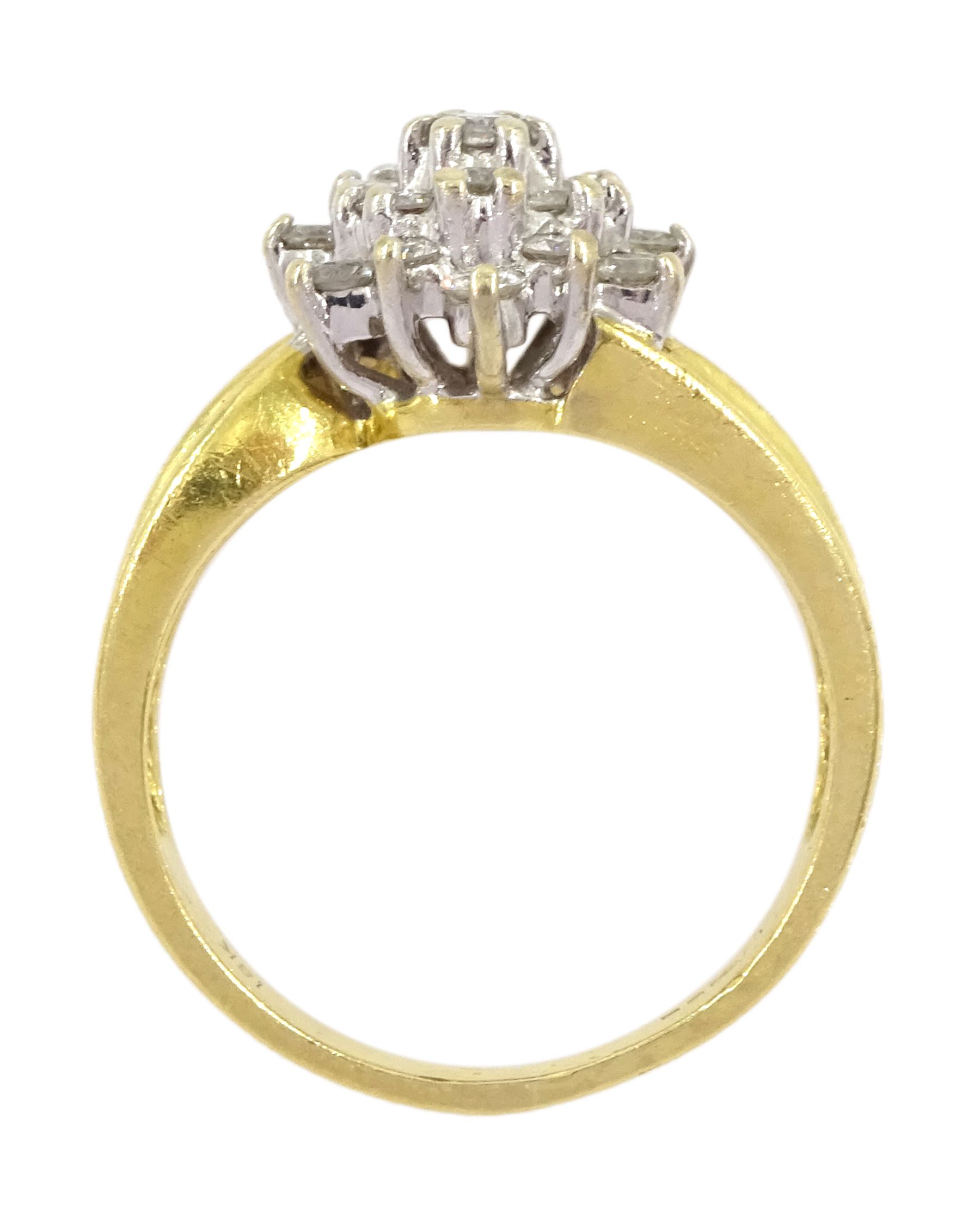 18ct gold round brilliant cut diamond cluster ring, Birmingham import mark 1996, total diamond weight approx 1.00 carat