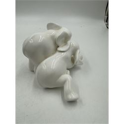 Lladro figure Little Friskies no 5032, with original box, together with Beswick fox no 1017 and Coalport elephants