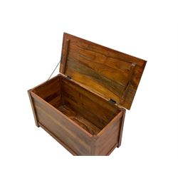 Hardwood blanket box, enclosed by hinged lid