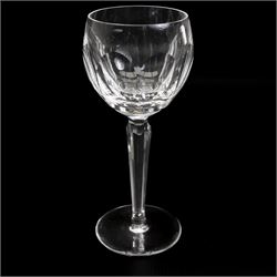 Seven Waterford 'Sheila' pattern hock glasses with facet cut stems