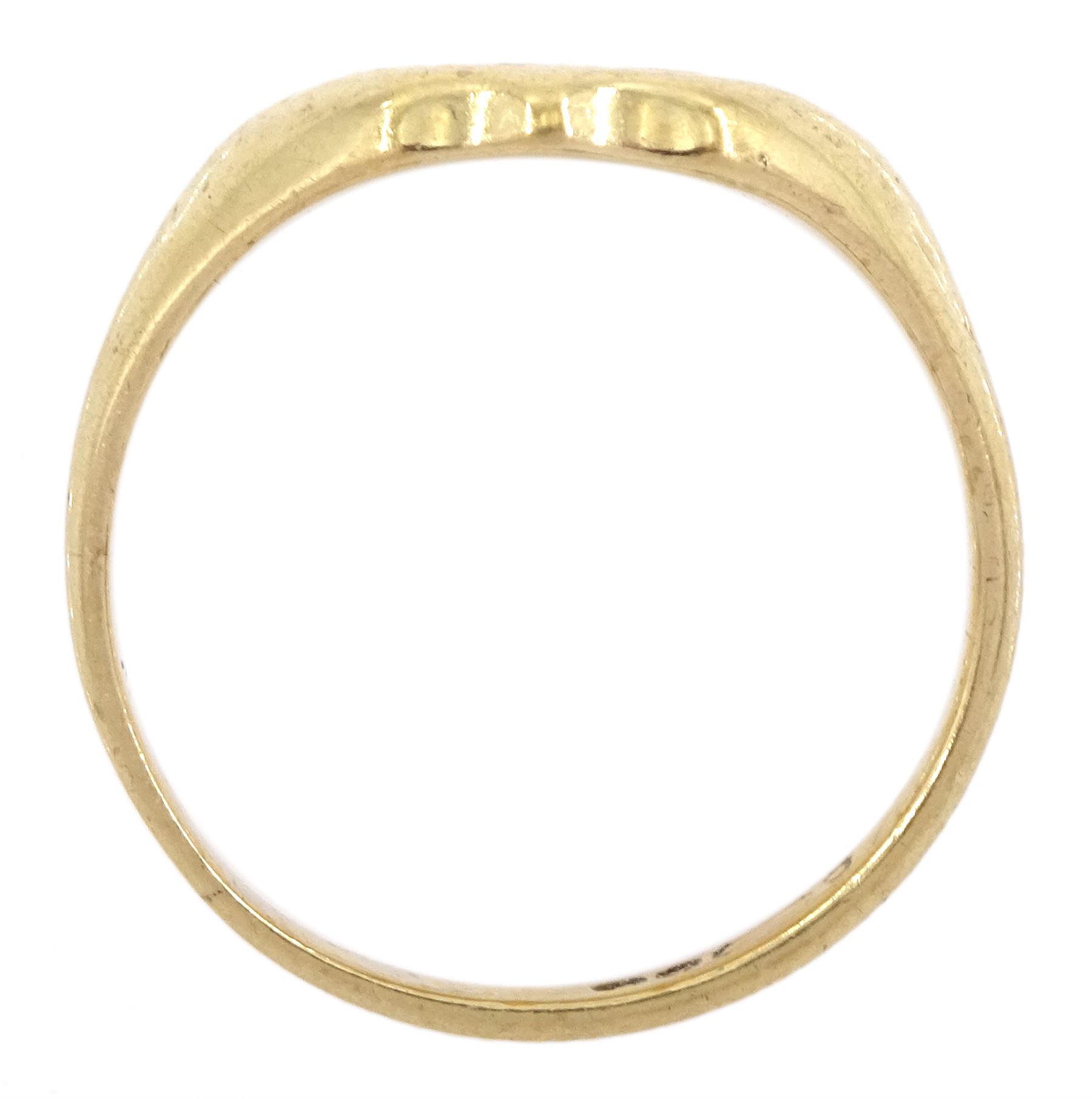 9ct gold shield signet ring, engraved with initials, London1963