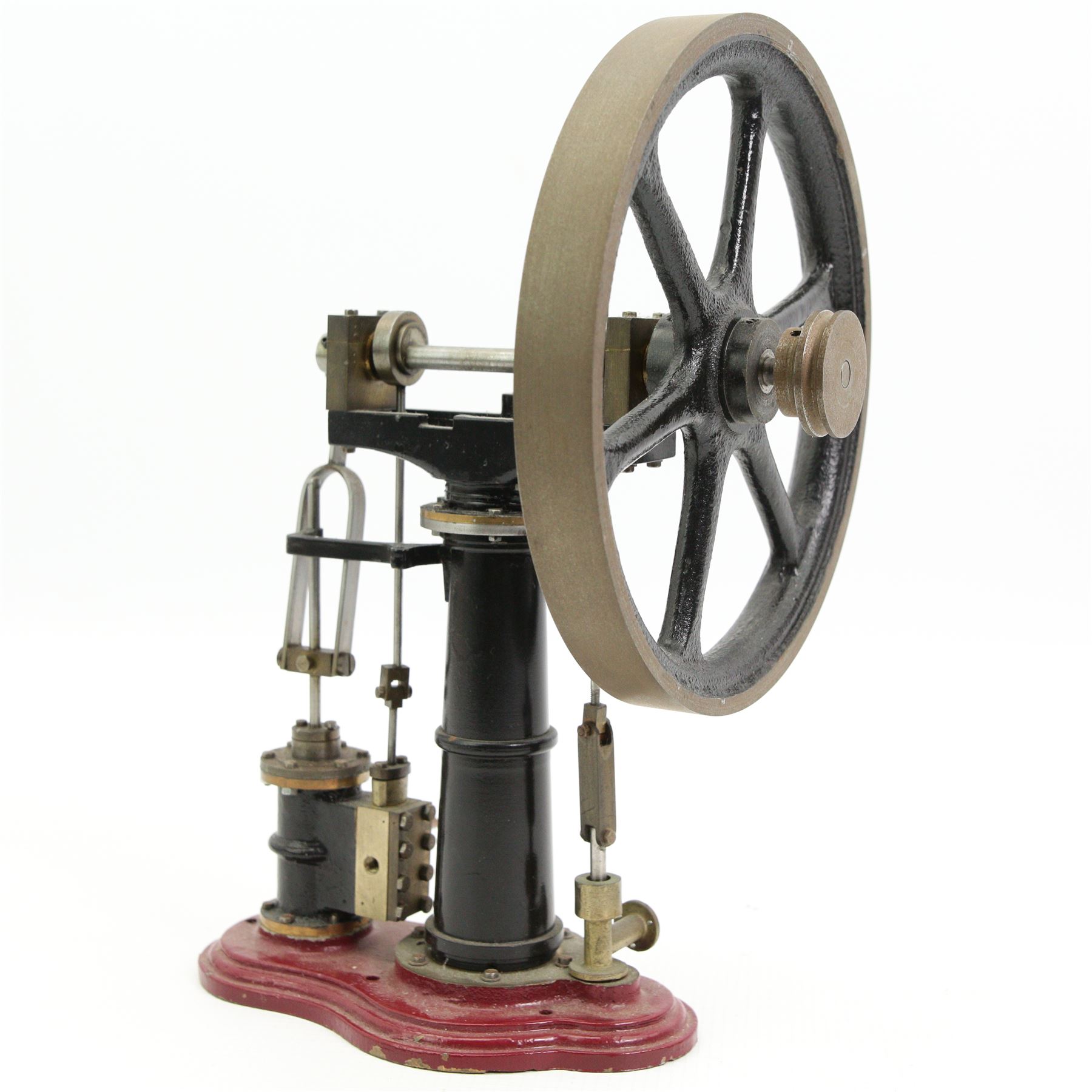 Scratch built model, Benson Vertical Over Crank steam engine, wheel 15.5cm diameter, H23.5cm