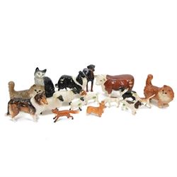 Group of Beswick animal figures, including hampion of Champions Hereford Bull, Sheepdog no...