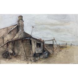 K Cuthall (British 20th Century): Barn, watercolour and gouache signed and dated '80, 36cm x 56cm 