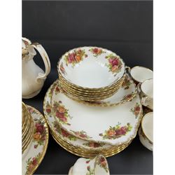 Royal Albert Old Country Roses pattern coffee and dinner service for six, including coffee pot, coffee cups and saucers, dinner plates, side plates, bowls etc 