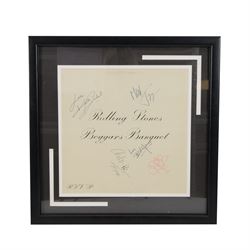 Rolling Stones Beggars Banquet signed album sleeve, framed, with Donal Frangipani signatur...