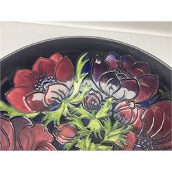 Moorcroft Anemone pattern fruit bowl, with painted and impressed marks beneath, D26cm