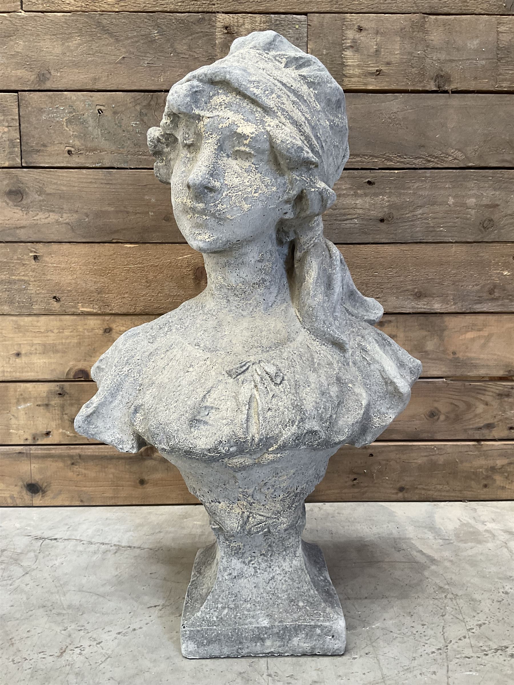 Victorian design cast stone bust depicting Jasmine