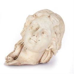 Fragmentary white marble head of a female bust, H31cm