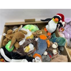 Fifty Ty Beanie babies, including Stinky, Lips, Ants, Zero, Spunky etc