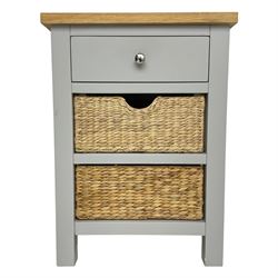 Roseland Farrow - oak and grey finish side table, fitted with single drawer and two basket drawers 