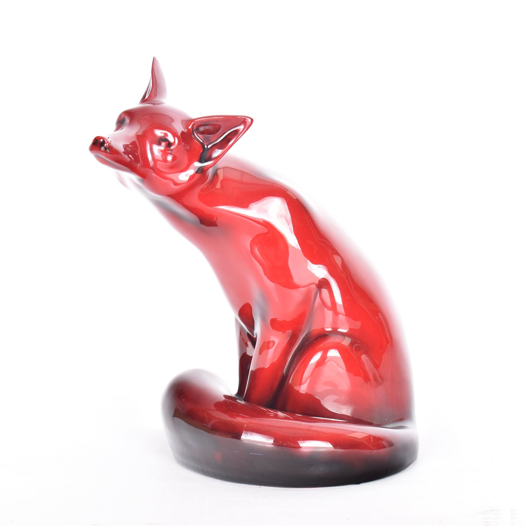 Large Royal Doulton Flambe figure of a seated Fox,  H23cm