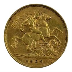 King Edward VII 1909 gold half sovereign coin