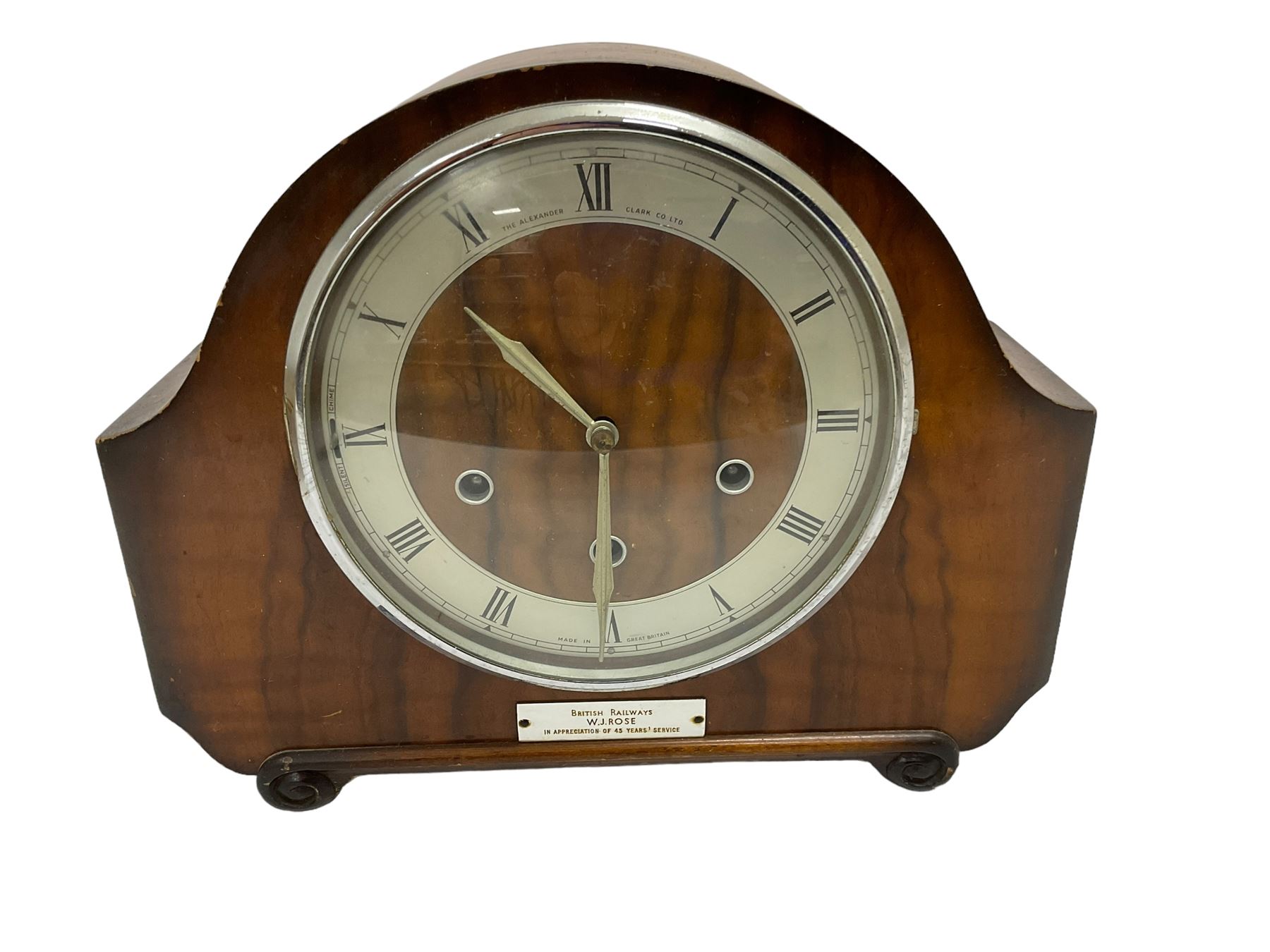 Westminster chiming three train mantle clock