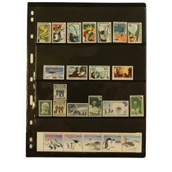 Queen Elizabeth II British Antarctic Territory mint stamps, including 1963-1969 SG 1 to 15a from half penny to both one pound values, 1993 SG 218-229 etc and a small number of Australian Antarctic Territory stamps, housed on stock pages