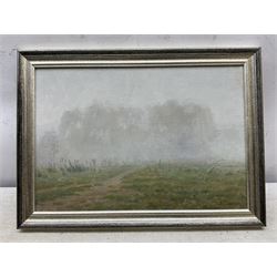 Rashit Habirov (Russian 1953-): Misty Landscape, oil on canvas signed and dated '89, 23cm x 34cm 