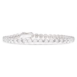 18ct white gold rubover set round brilliant cut diamond bracelet, hallmarked, total diamond weight 2.80 carat