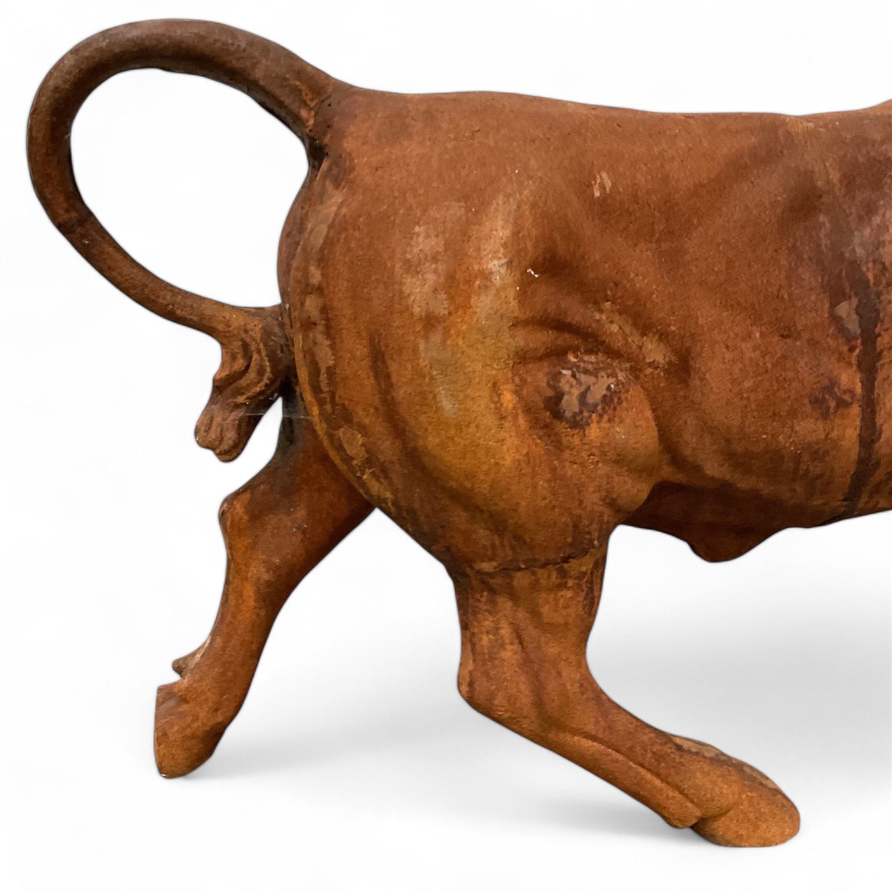 Large heavy cast iron figure of a standing bull