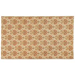 Pale golden ground chenille fabric section, decorated with repeat stylised plant motifs an...