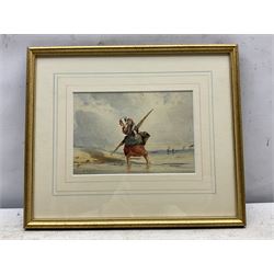 Kate E Booth (British fl.1850-1898): Fisherwoman and Child, watercolour signed 14cm x 20cm