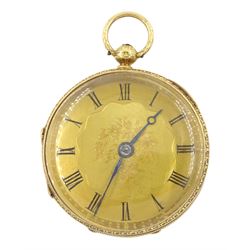 Victorian 18ct gold lever pocket watch by James Scott, 4 Market Place, Hull, No. 7376, gil...