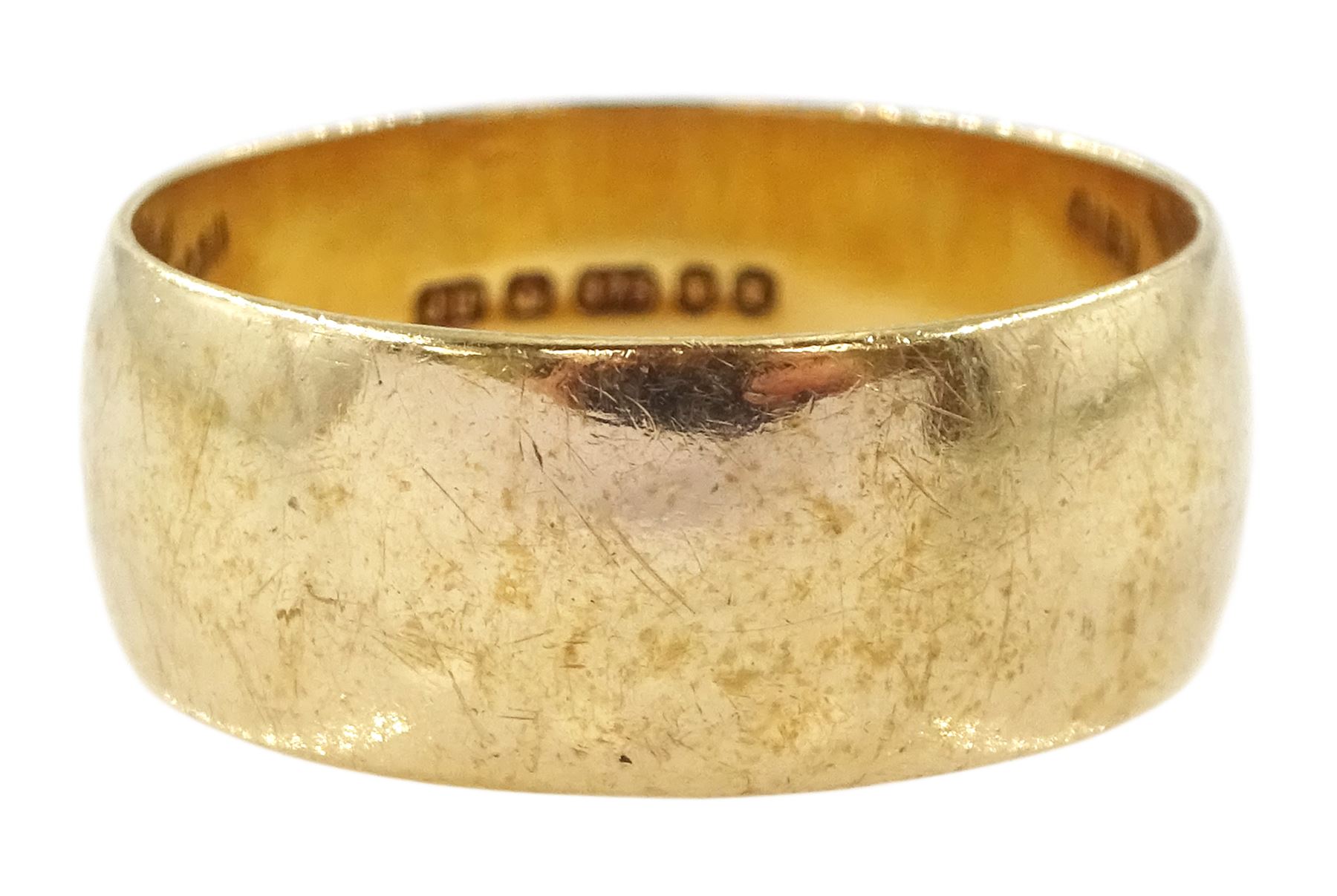 9ct gold wedding band, hallmarked