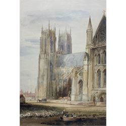 Henry Barlow Carter (British 1804-1868): Beverley Minster, watercolour signed and dated 1844, 36cm x 25cm