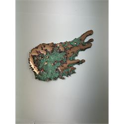 Free form copper splash, with green patina and polished copper accents, L20cm, W11cm