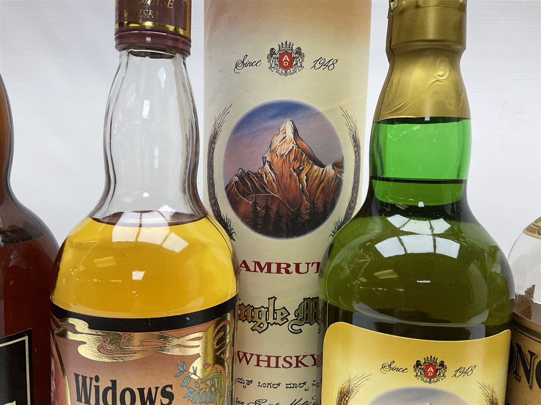 Nine Highland Malt Scotch Whiskys, including Royal Culross, Dalvegan, Angus Dundee etc, together with Amrut Indian Single Malt Whisky, verios contents and proof (10)