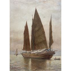 James Billington Coughtrie (British 1837-1920): Hong Kong Ships Heading Out, watercolour s...