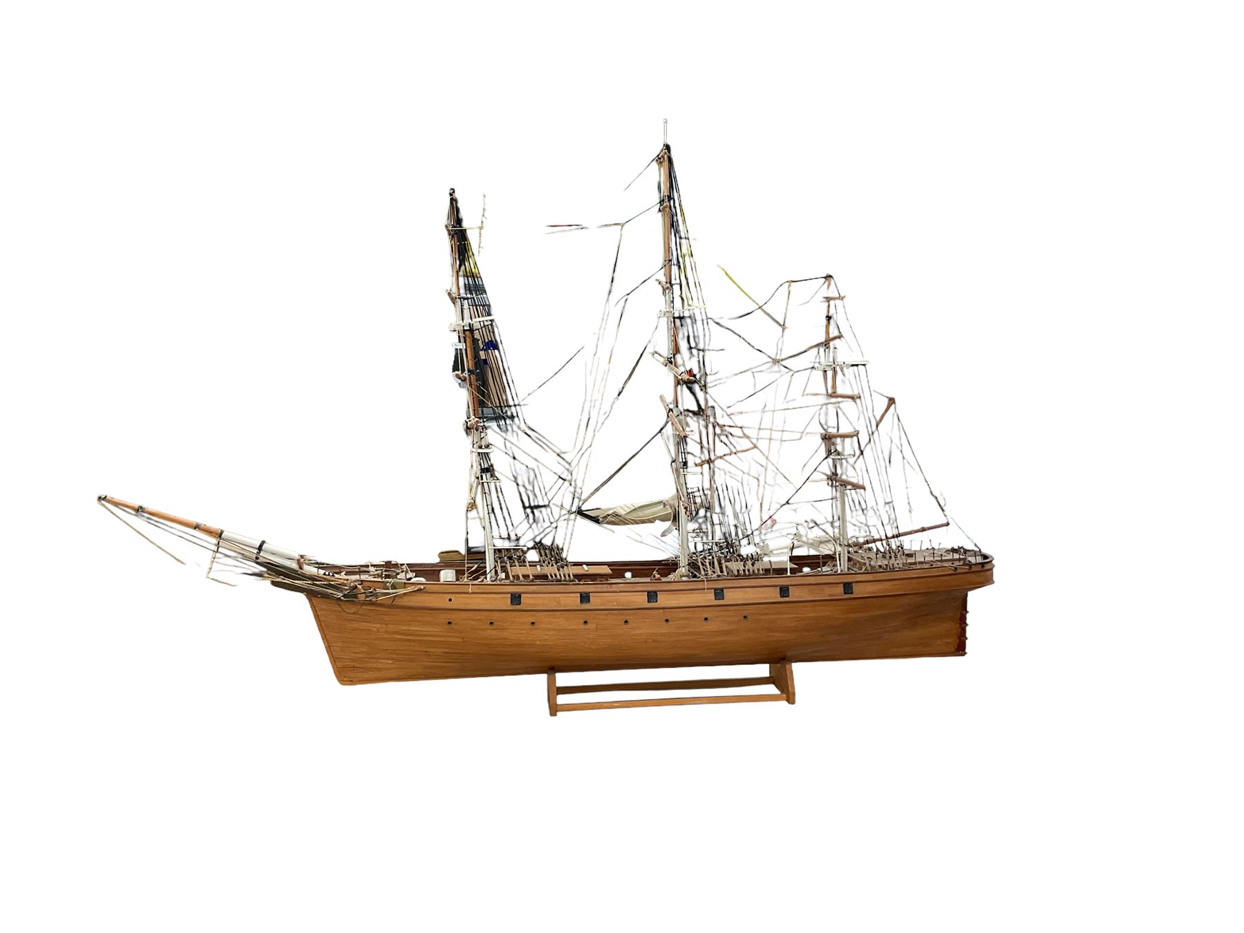 Three mast ship model, H71cm, L106