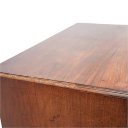 George III mahogany chest, rectangular top over two short and three long graduating cock-beaded drawers, on bracket feet