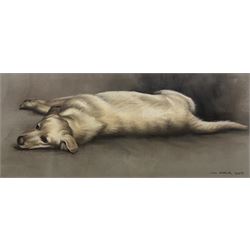 John Naylor (British 1960-): 'Relaxation' - Labrador at Rest, pastel signed and dated 2000, titled verso 24cm x 56cm